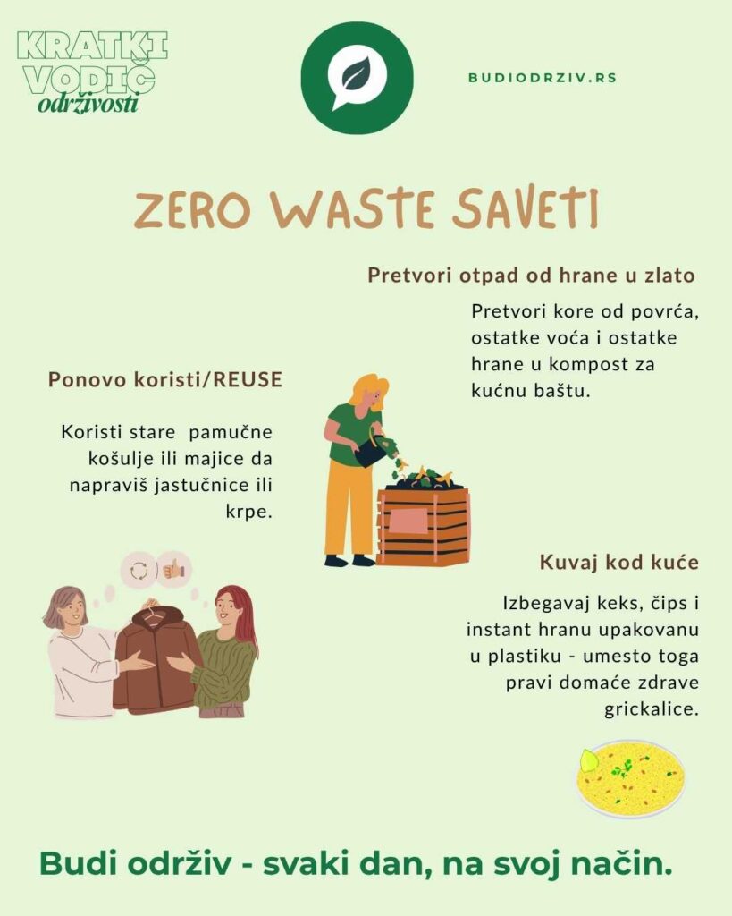tri zero waste saveta u domaćinstvu - Budi održiv svaki dan na svoj način